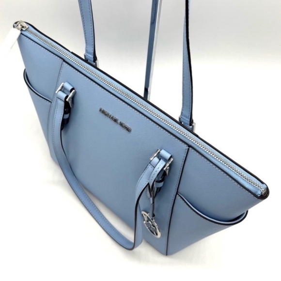 Michael Kors Lg Charlotte Blue Tote Bag - Picture 6 of 12